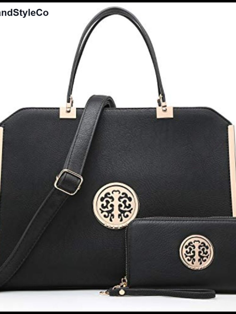 Vegan Leather Satchel Handbag Large Tote with Wallet Work Bag
